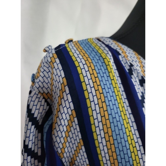 Zac & Rachel Striped Chevron‎ Print Blouse Long Sleeve V-Neck Casual Top - Picture 3 of 10